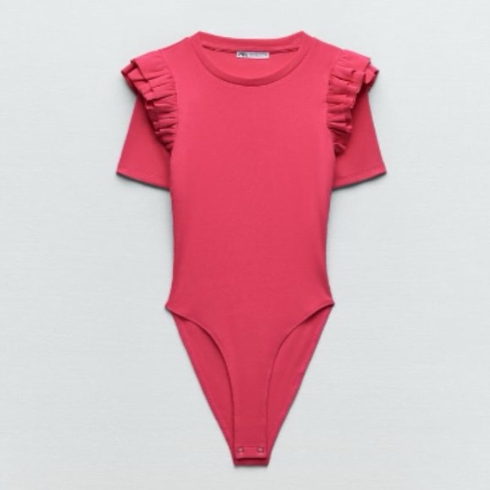 ZARA— Pink Ruffled Bodysuit